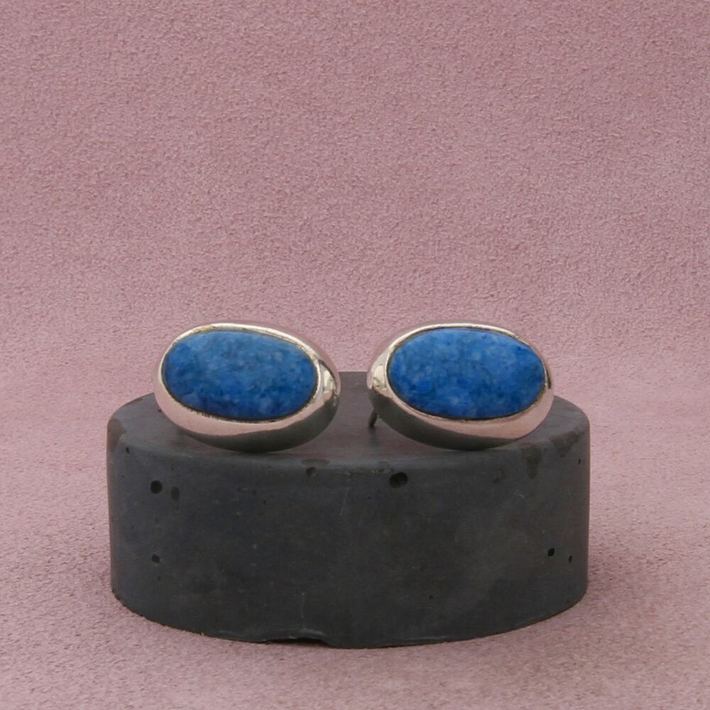 ⚡clearance⚡ sterling silver vintage oval denim lapis post earrings